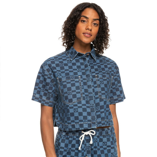 Roxy Γυναικείο πουκάμισο Blue Wave Club Printed Short Sleeve T-Shirt